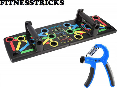 Fitnesstricks Fitness Combo Of Push Up Board With Hand Gripper Fitness Accessory Kit Kit