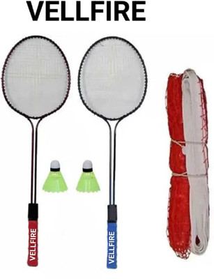 VELLFIRE Double shaft Badminton with 2 pvc shuttles and 1 net Badminton Kit