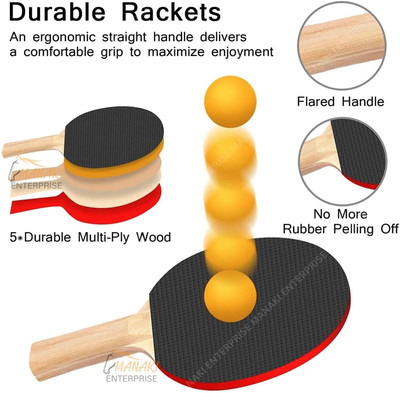 Zuuluzrs Table Tennis Trainer Rebound Rackets and Balls Training Practice Set Toys Table Tennis Kit