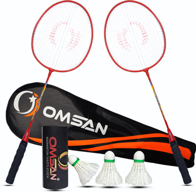 OMSAN Alloy Steel Bamdinton Racket With 3 Feather Shottlecock and Badminton Bag Badminton Kit