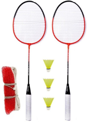 STYRKR Great Badminton Combo- 2 Rackets with Shuttle Pack of 3 With Net Badminton Kit