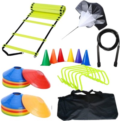 AS 4 Mtr. Ladder 50 saucer 12cone of 6 inch 6 hurdle 1 speedchute,1 jump rope, BAG Football & Fitness Kit