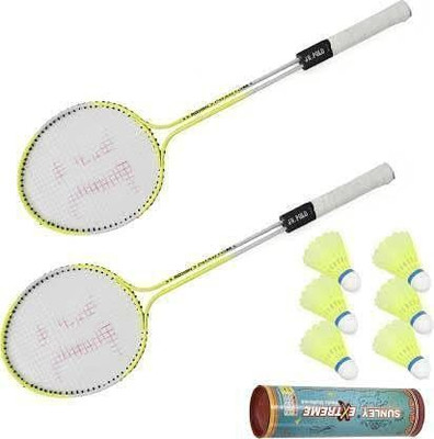 NSP Badminton Complete Racquets, 2 Wide Body Racket with 6 Shuttlecocks Badminton Kit