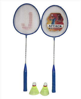HOC NICKEL Set of 2 Badminton Racquets with 2 Shuttlecocks (Blue) Branded Badminton Kit