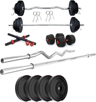 STARX 10 kg PVC GYM KIT WITH 3FT CURL, 3FT STRAIGHT ROD AND Home Gym Combo