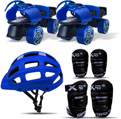 Jaspo Marshal Trainer Adjustable Roller Skate Combo(Skates+Helmet+Knee+Elbow Guards) Skating Kit