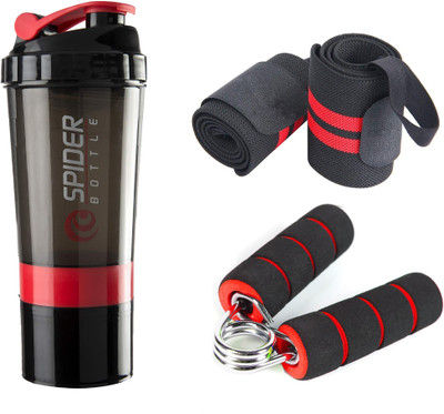 TRUE INDIAN Premium Quality Combo Of Gym Shaker With Gym Sipper And Mini Gripper For Gym. Fitness Accessory Kit Kit