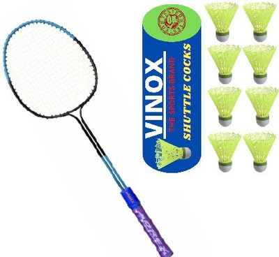 HouseOfCommon Badminton Racquet 1 Piece With 8 Piece Nylon Shuttle Cock Badminton Kit