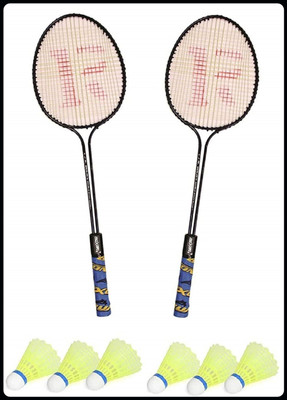 SPO Zone Badminton Set Of 2 Piece Racquet with 6 Piece Plastic Shuttlecocks Badminton-43 Badminton Kit