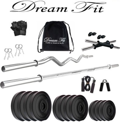 DreamFit 40 kg 40 Kg Set with 3 Ft Curl & 5 Ft plain Rod & 1 Pair Dumbbell Rods Home Gym Combo