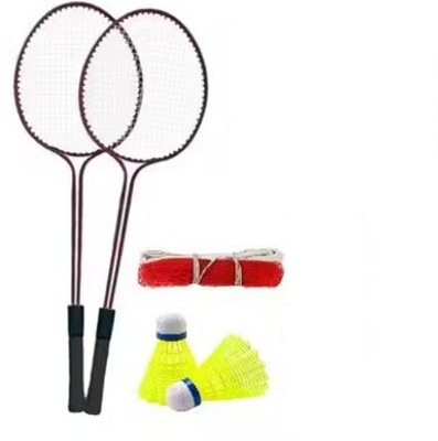 VELLFIRE Double shaft Badminton with 2 pvc shuttles and 1 net Badminton Kit