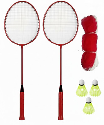 VELLFIRE Single shaft Badminton with 3 pvc shuttles and 1 net Badminton Kit