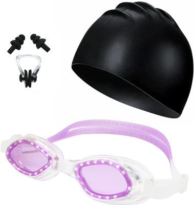 ArrowMax Swimming Cap Swimming Goggle Earplug Noseplug Combo For Kids Swimming Kit