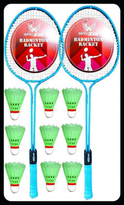 SPO Zone Double Shaft Badminton Racket Combo Kit Set Of 2 Racquet With 9 Shuttlecock-95 Badminton Kit