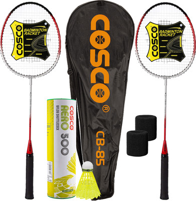 COSCO Combo Of 10, 2 CB-85 Badminton Racket, 6 Shuttle, 2 Wrist Band Badminton Kit