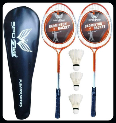 SPO Zone Badminton Racket Set - 2 Rackets 3 Shuttlecocks with Full Cover-226 Badminton Kit