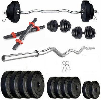 STARX 10 kg 20kg PVC weight with 3ft Curl Rod and Accessories Home Gym Kit Home Gym Combo
