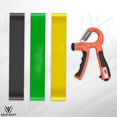 QUICK FIT COMBO Of Chest Expender, Countable Hand Strength with Adjustable Wrist Workout Fitness Accessory Kit Kit