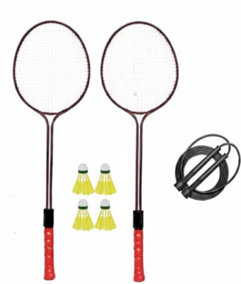 VELLFIRE Double shaft Badminton set with 4 pvc shuttles and 1 ropes Badminton Kit