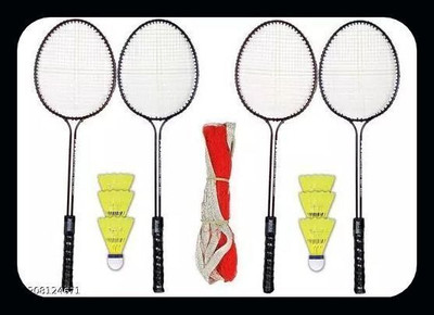 SPO Zone Doster Badminton Racket Kit 4 PC WITH Net AND 6 Shuttle-45 Badminton Kit