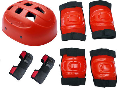 Apolestar Skating,Protective,Guard Kit Cycling,Running helmet Set, Age 8-12 Years (M) Cycling Guard Combo(Red)
