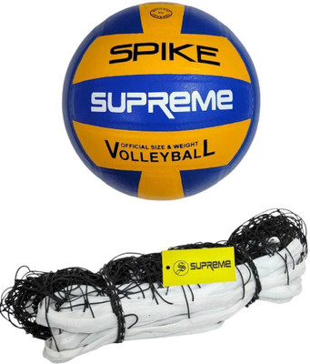 Supreme Volleyball Combo (1 Volleyball Net Nylon 4 Side Tape,1 Volleyball Molded 18 P. ) Volleyball Kit