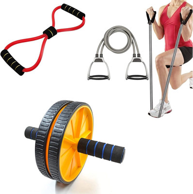 Pheonix Ab Wheel with Toning Tube and Resistance Tube for Full Body Workout Equipment Fitness Accessory Kit Kit