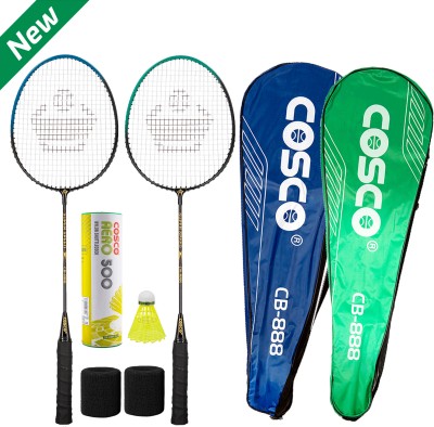 COSCO Combo of 12, 2 CB-888 Badminton Racquet, 6 Nylon Shuttle, 2 Wrist Band, 2 Cover Badminton Kit