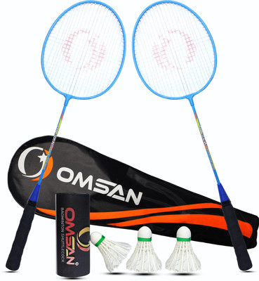 OMSAN Aluminium Badminton Racquets Cover (Set of 2) 3 Plastic Shuttles and Net Badminton Kit