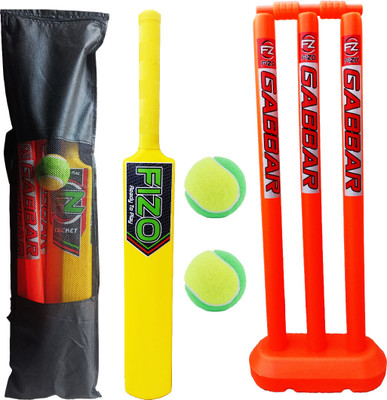 fizo PVC Cricket Kit Kids 3-6 Years Pvc Bat Size 2, Wickets 24'', Bails, Ball, Base Cricket Kit