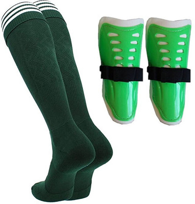 HK Sports Green Socks and Green Shin Guard Combo Football Kit