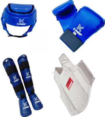 KOHIP Karate Taekwondo Kit Pvc Full Training Martial Art Set (S-Blue) Boxing Kit