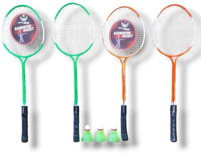 SPO Zone Badminton Double Shaft 4 PC WITH Shuttle Kit Badminton Kit