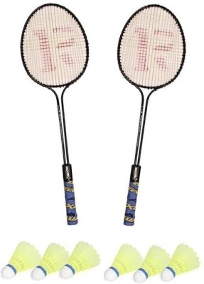 SPO Zone Badminton Racket SET Of 2 Piece With 6 Piece Plastic Shuttles SET KIT Badminton Kit