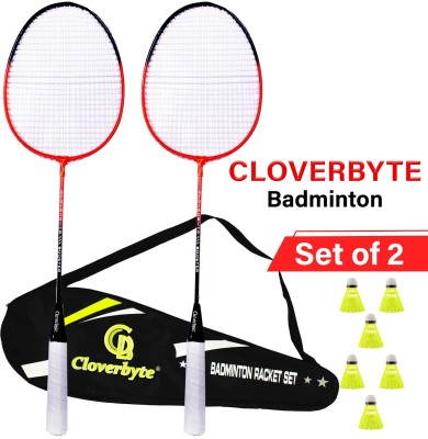 CLOVERBYTE Booster Set Of 4 Badminton With 12 Nylon Shuttle and 2 Badminton Cover Badminton Kit