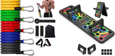 CODIVER Push Up Board 15 in 1 Performance Board and 11 pc set Resistance tube Fitness Accessory Kit Kit