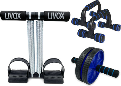 LIVOX EXTRA PRIME QUALITY TUMMY TRIMMER WITH PUSHUP BAR AND AB ROLLER Fitness Accessory Kit Kit
