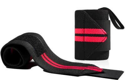 TRUE INDIAN Sport Weight Lifting Training Gym Straps with Thumb Wrist Support Wrist Support Fitness Band(Red, Black, Pack of 1)