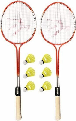 STYRKR Fire -2 Badminton Combo- 2 Rackets with Shuttle Pack of 6 Plastic Badminton Kit