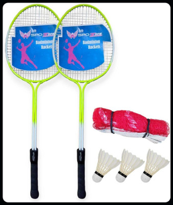 SPO Zone Best Badminton Racket With 3 Shuttlecock With Net-119 Badminton Kit