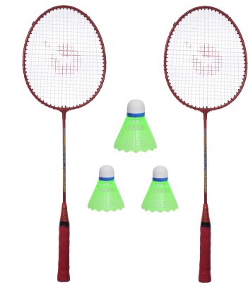 OMSAN Aluminium Badminton Pack Of 2 With 3 Nylon Shuttle & Rackets Bag Badminton Kit Badminton Kit