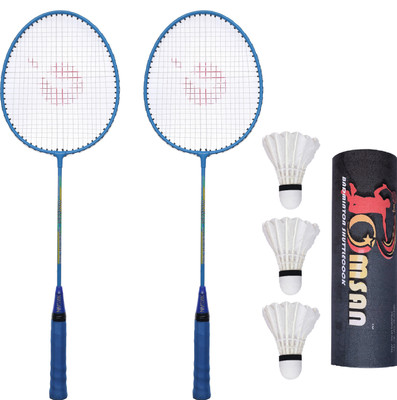 OMSAN 2 Pieces Aluminium Badminton Racket with 3 Pieces Feather Shuttles.. Badminton Kit