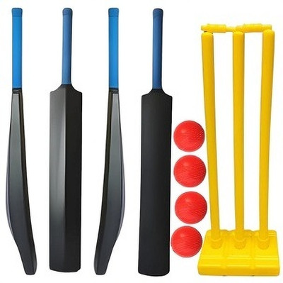 Krishav Trading PVC Bat With Plastic Wicket Set And 4 Wind Ball Cricket Kit