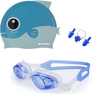 ArrowMax Swimming Cap For Kids Antifog Goggles Earplug Noseplug Combo Set Swimming Kit