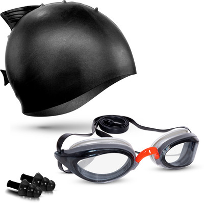 VIVA SWIMMING Shark Fin Kids Swimming Cap & Goggles with 2 Ear Plug Kids Combo Swimming Kit