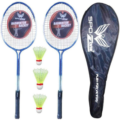 SPO Zone Badminton Combo _ Racket Set Of 2 PC 3 Plastic Shuttle Badminton Kit
