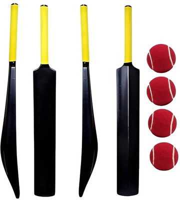 kushwaha traders 1 PVC PLASTIC BAT WITH 4 TENNIS BALL Cricket Kit