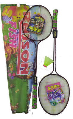 rk son Racket Fish With 1 Shuttlecock Plastic Kit Branded n Badminton Kit
