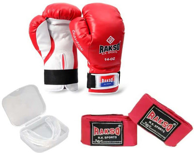 Rakso Boxing Glove 10 oz With Hand Wrap 2 Pcs With Mouth Boxing kit for Men Women Kids Boxing Kit