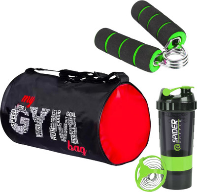 TRUE INDIAN All-in-One Fitness Combo Gym Shaker, Gym Bag & Hand Gripper For Men & Women Fitness Accessory Kit Kit